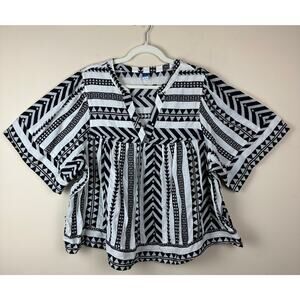 Old Navy Boho Geometric Tribal Print Peasant Blouse Size2X Indie Resort Festival